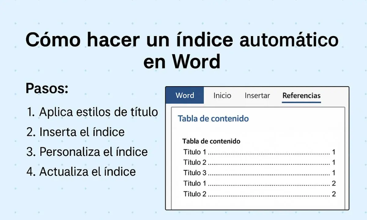 como hacer un índice en word