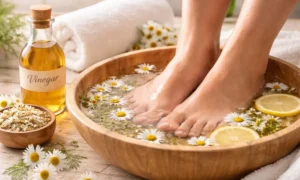 Lavarse los pies con vinagre y manzanilla