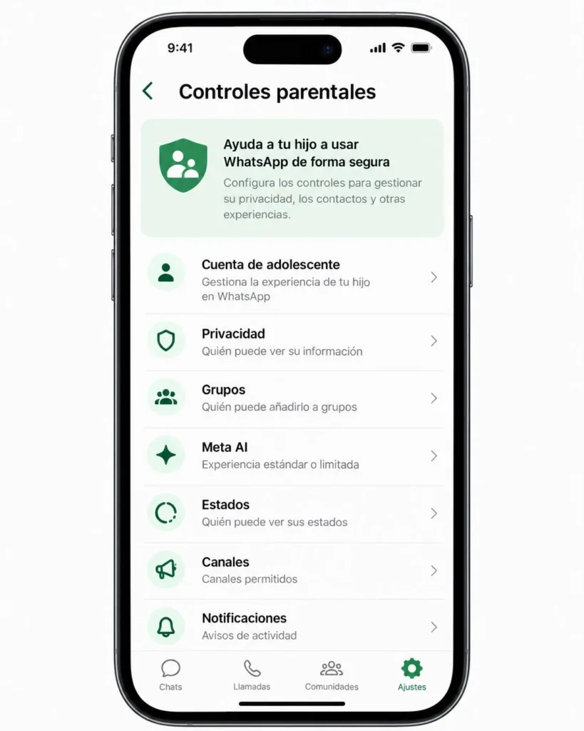 Control parental en Whatsapp